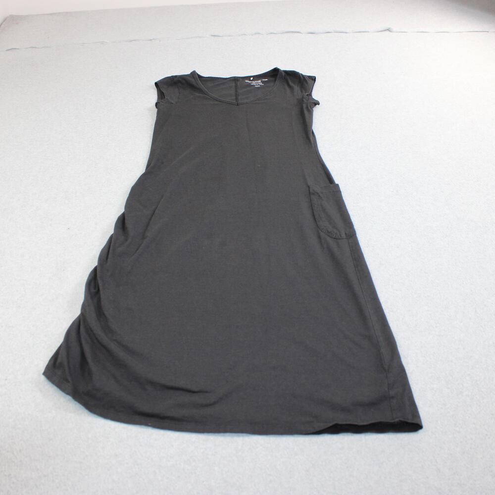 Toad&Co Dress Women Small Black Midi Jersey Pocket Ruched Oraganic Cotton Blend